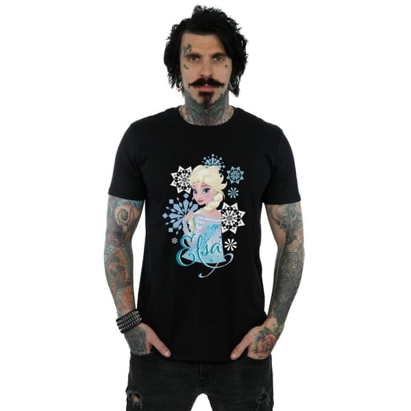 Disney Mens Frozen Elsa Snowflakes T-Shirt