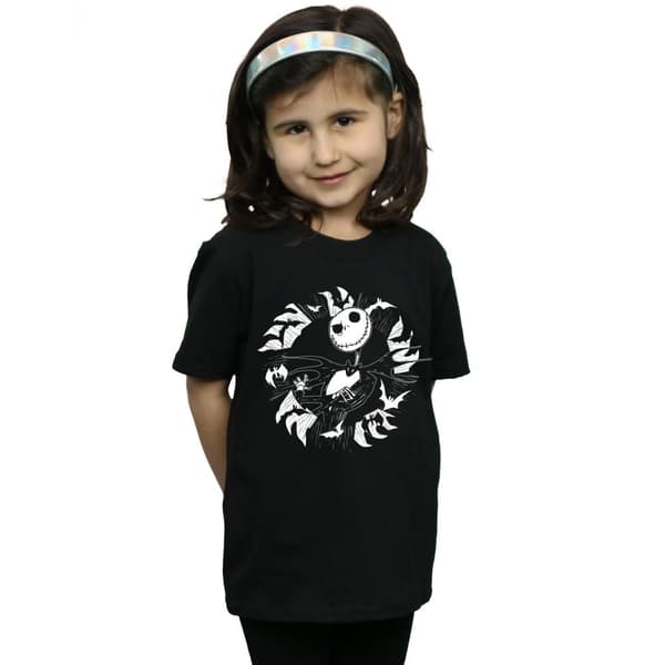 Disney Nightmare Before Christmas Jack Bat Circle T-shirt i bomull för flickor