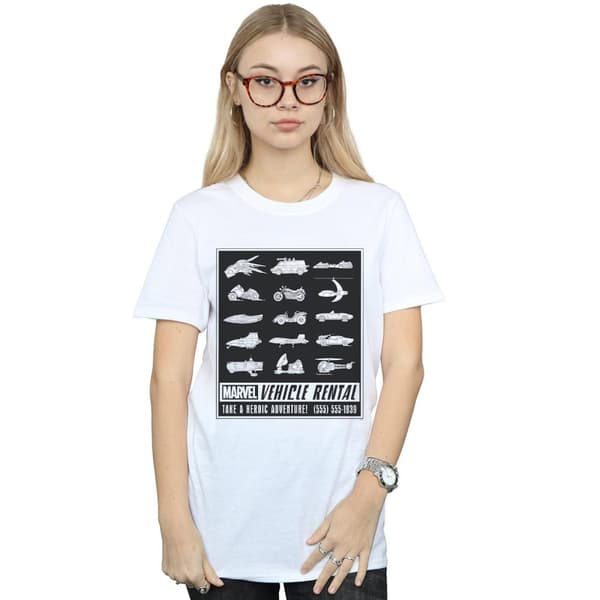 Marvel Womens/Ladies Vehicle Rentals Mono Cotton Boyfriend T-Shirt