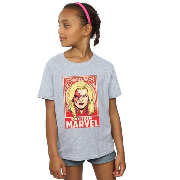 Marvel T-shirt i bomull med Captain Marvel-ornament för flickor