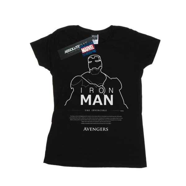 Marvel Womens/Ladies Iron Man Single Line Cotton T-Shirt Black S