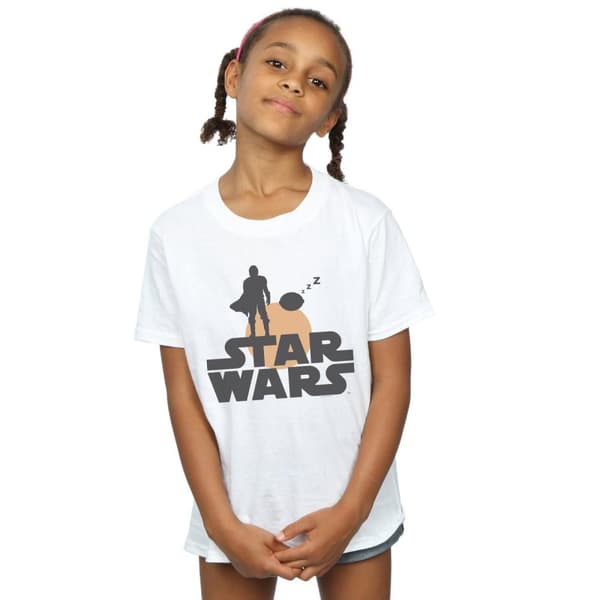 Star Wars Mandalorian Mando And The Child Silhouette T-shirt i bomull för flickor