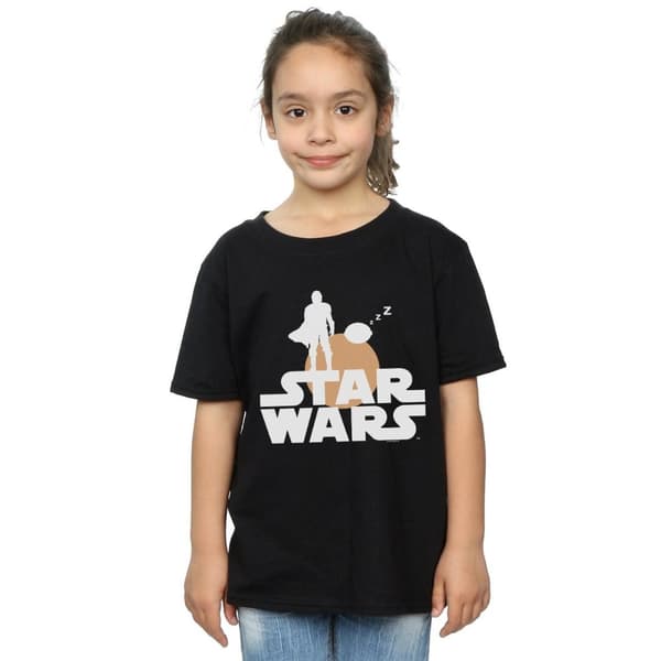 Star Wars Mandalorian Mando And The Child Silhouette T-shirt i bomull för flickor