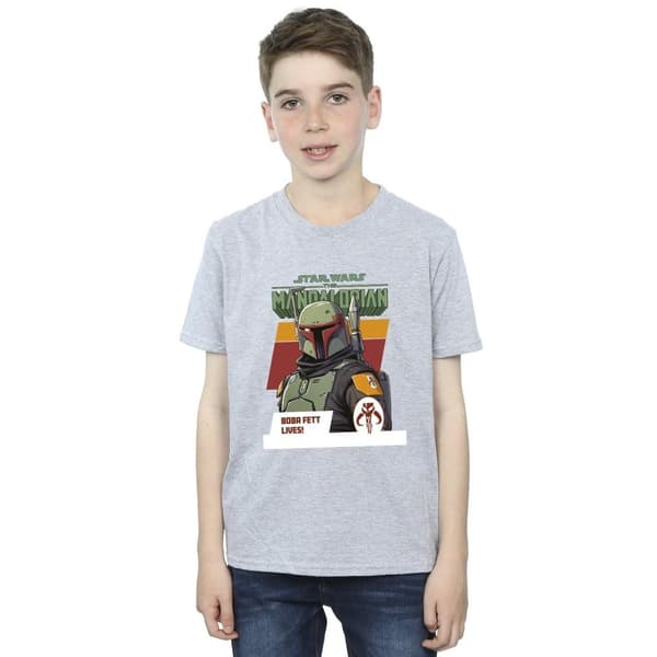 Star Wars Boys The Mandalorian Boba Fett Lives T-Shirt