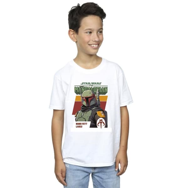 Star Wars Boys The Mandalorian Boba Fett Lives T-Shirt