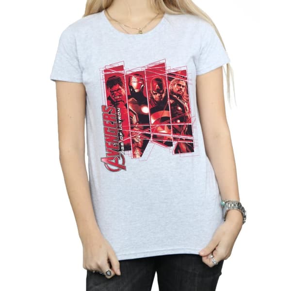 Marvel Dam/Tjej Avengers Team Collage Bomulls-T-shirt