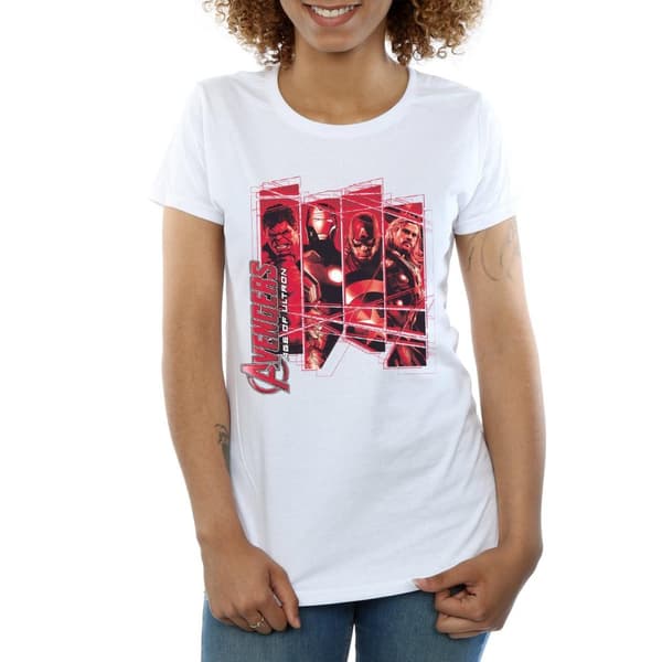 Marvel Dam/Tjej Avengers Team Collage Bomulls-T-shirt