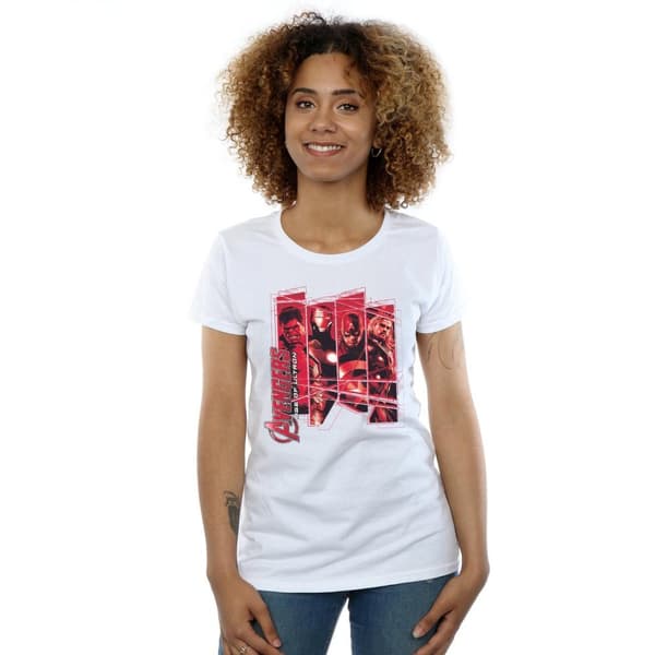 Marvel Dam/Tjej Avengers Team Collage Bomulls-T-shirt