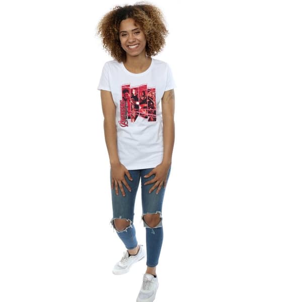 Marvel Dam/Tjej Avengers Team Collage Bomulls-T-shirt