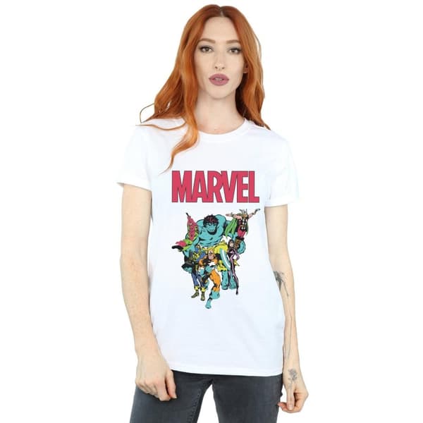 Marvel Dam/kvinnor Avengers Pop Group Boyfriend T-shirt i bomull