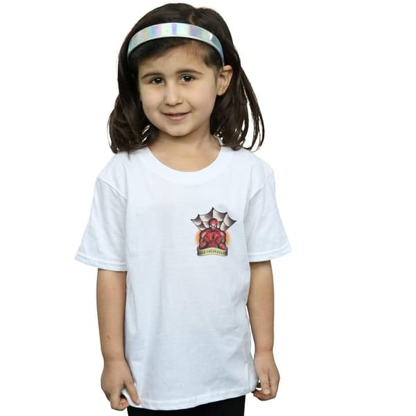 Marvel Girls Spider-Man Tattoo Breast Print Cotton T-Shirt