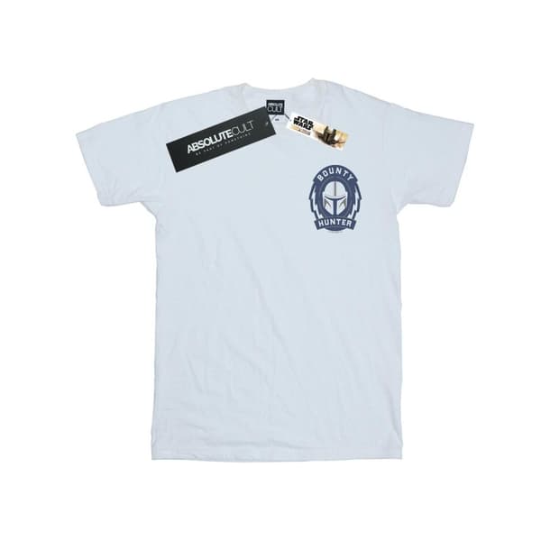 Star Wars Girls The Mandalorian Bounty Hunter Badge Breast Print Cotton T-Shirt White 3-4 Years