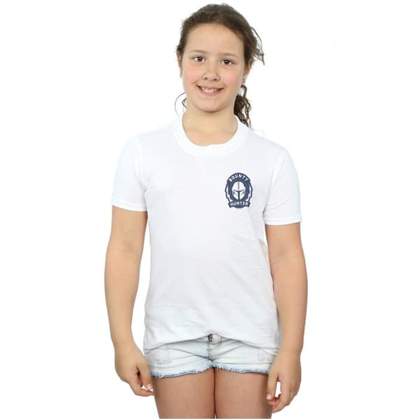 Star Wars Girls The Mandalorian Bounty Hunter Badge Breast Print Cotton T-Shirt