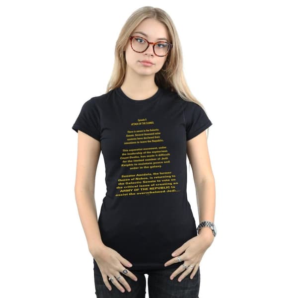 Star Wars Womens/Ladies Attack Of The Clones Opening Crawl Cotton T-Shirt