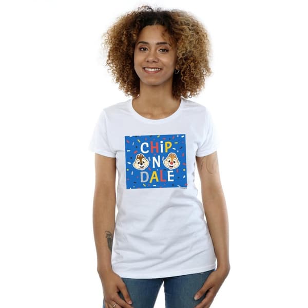 Disney Womens/Ladies Chip N Dale Blue Frame Cotton T-Shirt