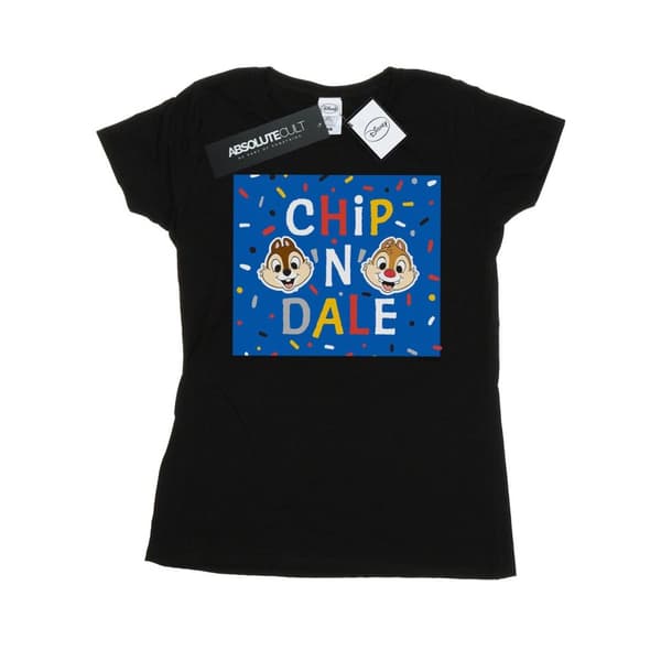 Disney Dam/Tjej - Chip N Dale - T-shirt i bomull med blå ram