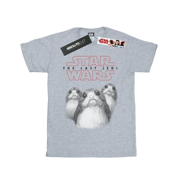 Star Wars T-shirt i bomull med Porgs från De sista jediriddarna Sports Grey 5-6 Years