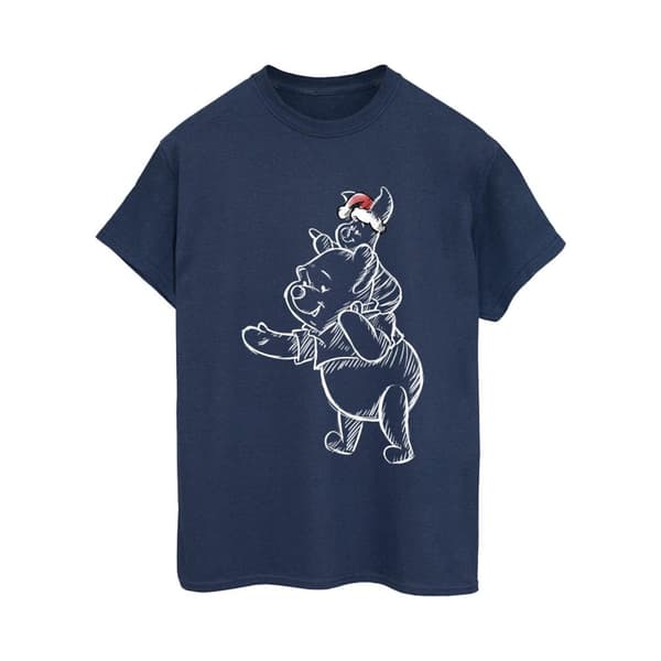 Disney Womens/Ladies Winnie The Pooh Piglet Christmas Cotton Boyfriend T-Shirt