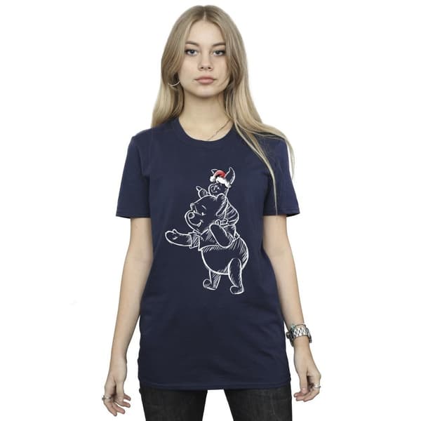 Disney Dam/kvinnor Winnie the Pooh Piglet Christmas Boyfriend T-shirt i bomull