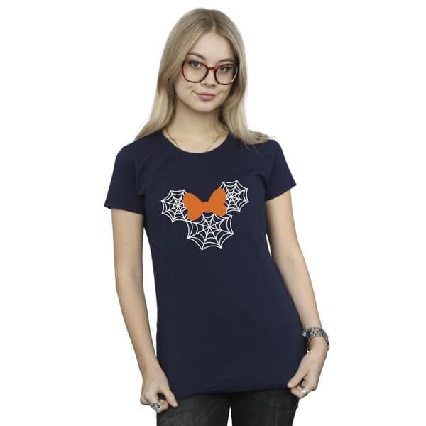 Disney Womens/Ladies Minnie Mouse Spider Web Head Cotton T-Shirt