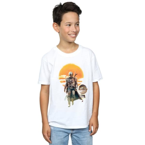 Star Wars Pojkar - The Mandalorian - T-shirt med solnedgångsaffisch