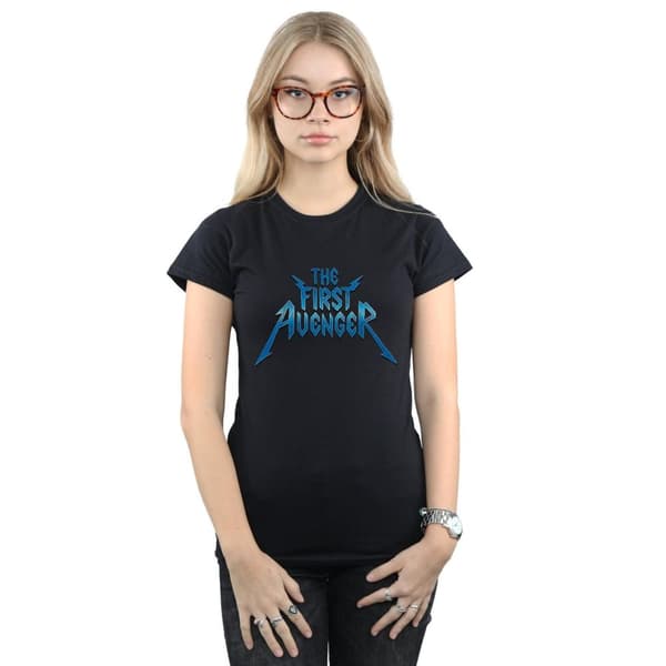 Marvel Dam/Tjej - The First Avenger - Bomulls-T-shirt med metall-logga