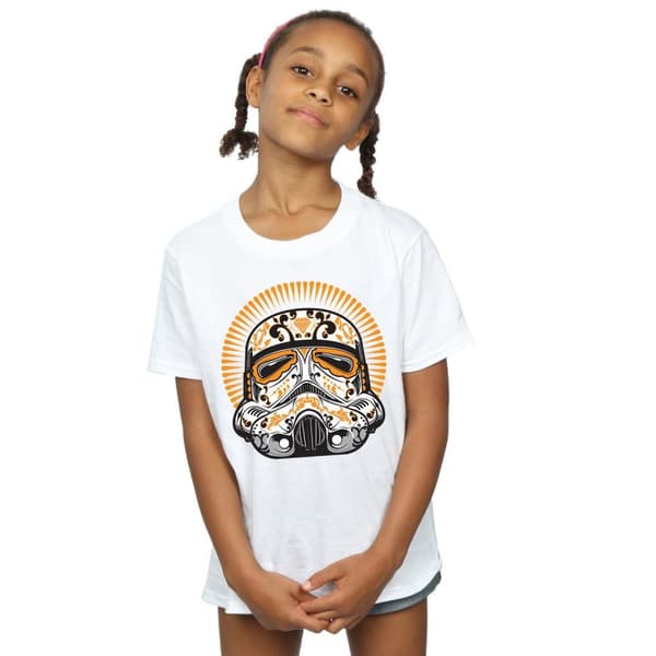 Star Wars Girls Stormtrooper Dia De Los Muertos Cotton T-Shirt