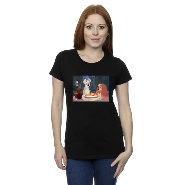 Disney Dam/Tjej Lady And The Tramp Spaghetti Foto Bomulls-T-shirt