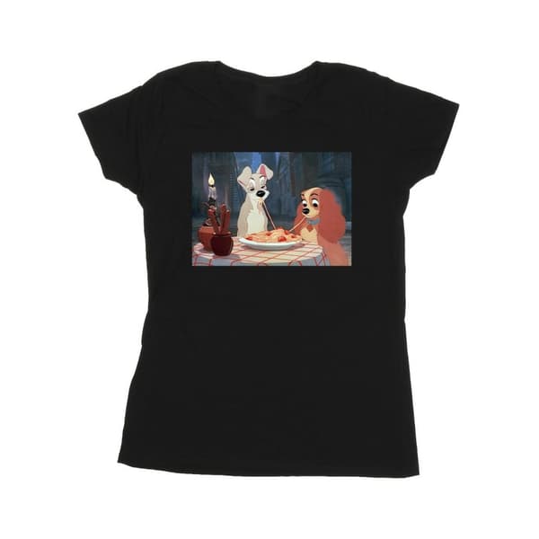 Disney Dam/Tjej Lady And The Tramp Spaghetti Foto Bomulls-T-shirt
