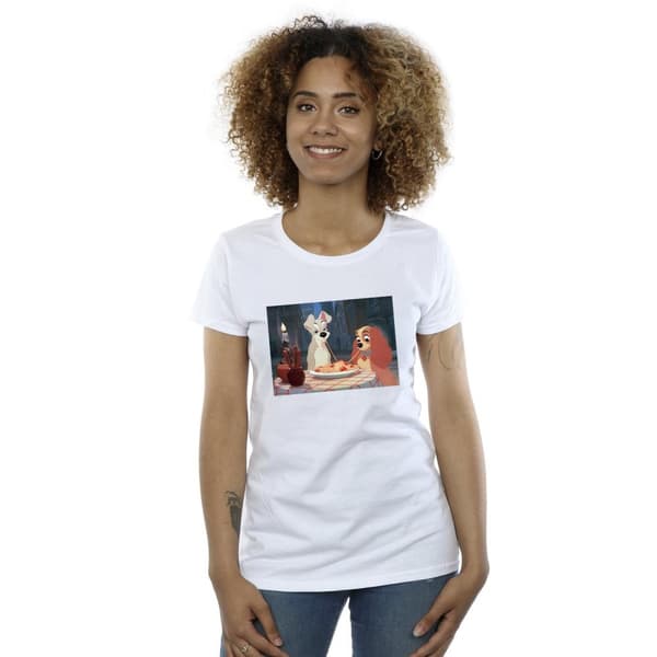Disney Dam/Tjej Lady And The Tramp Spaghetti Foto Bomulls-T-shirt