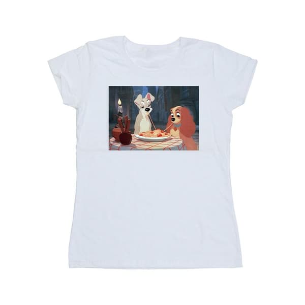 Disney Dam/Tjej Lady And The Tramp Spaghetti Foto Bomulls-T-shirt