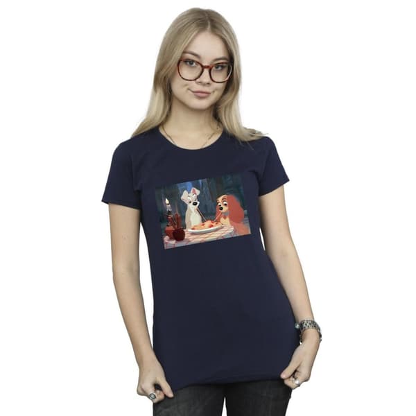 Disney Dam/Tjej Lady And The Tramp Spaghetti Foto Bomulls-T-shirt