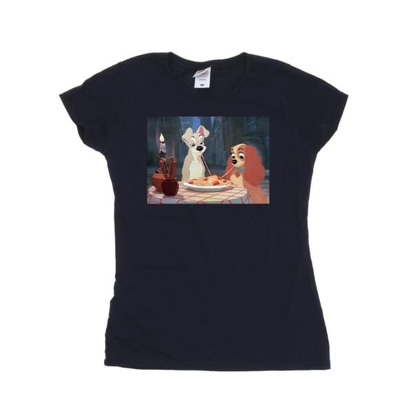 Disney Dam/Tjej Lady And The Tramp Spaghetti Foto Bomulls-T-shirt