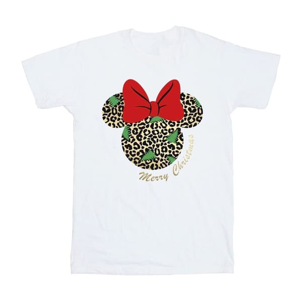 Disney Mens Minnie Mouse Leopard Christmas T-Shirt