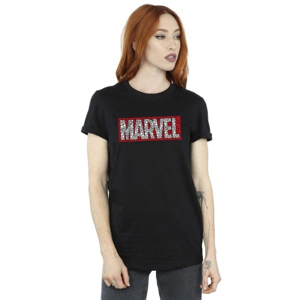 Marvel Dam/Tjej Comics Hjärtan Logotyp Bomull Boyfriend T-shirt