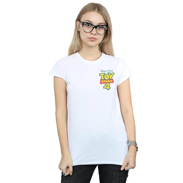 Disney Womens/Ladies Toy Story 4 Logo Breast Print Cotton T-Shirt
