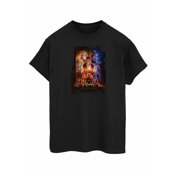 Disney Womens/Ladies Aladdin Movie Poster Cotton Boyfriend T-Shirt Black XXL