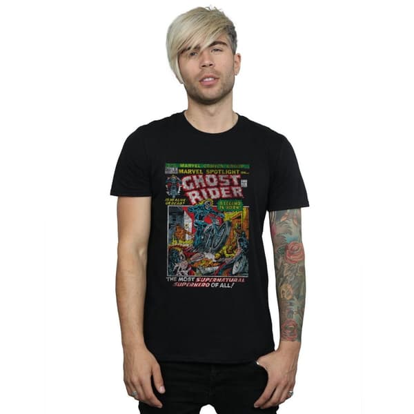 Marvel Mens Ghost Rider Distressed Spotlight T-Shirt