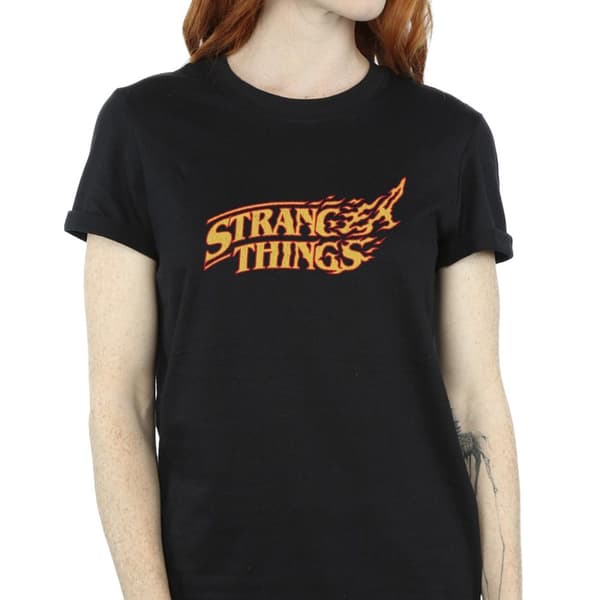 Netflix Womens/Ladies Stranger Things Logo Breaking Cotton Boyfriend T-Shirt