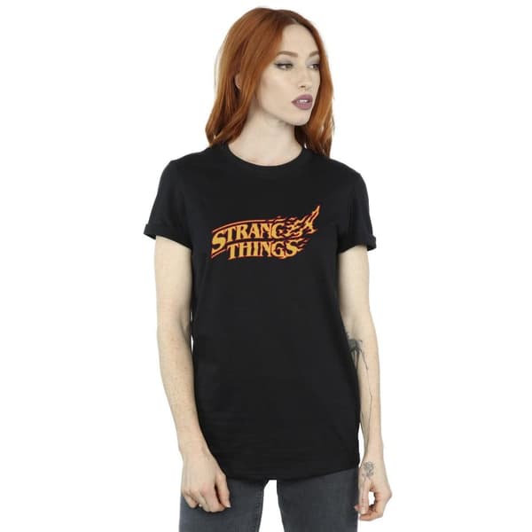 Netflix Womens/Ladies Stranger Things Logo Breaking Cotton Boyfriend T-Shirt