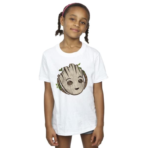Marvel T-shirt i bomull med trähuvud för flickor - I Am Groot