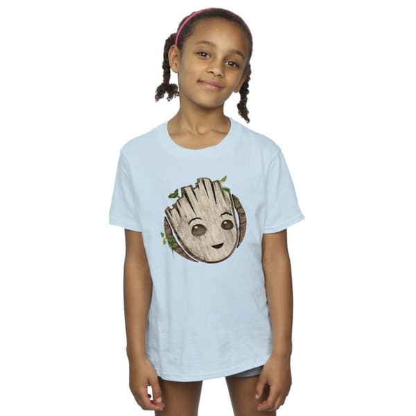 Marvel T-shirt i bomull med trähuvud för flickor - I Am Groot