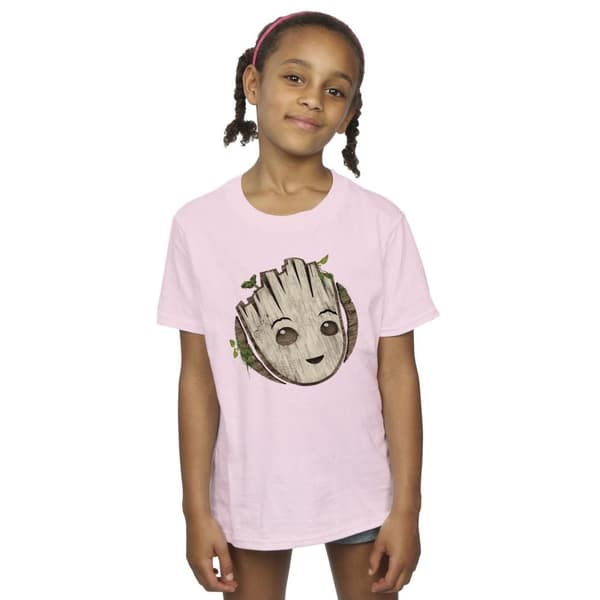 Marvel T-shirt i bomull med trähuvud för flickor - I Am Groot