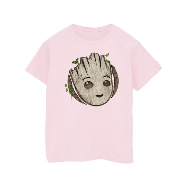 Marvel T-shirt i bomull med trähuvud för flickor - I Am Groot
