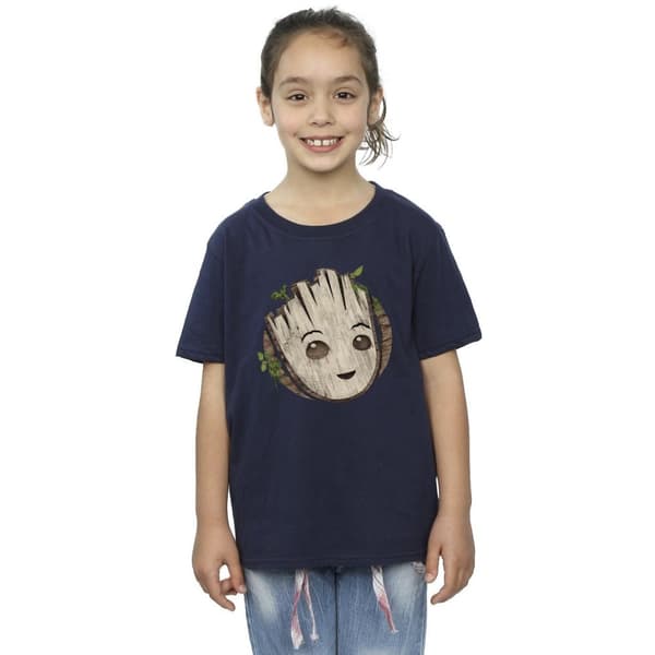 Marvel T-shirt i bomull med trähuvud för flickor - I Am Groot