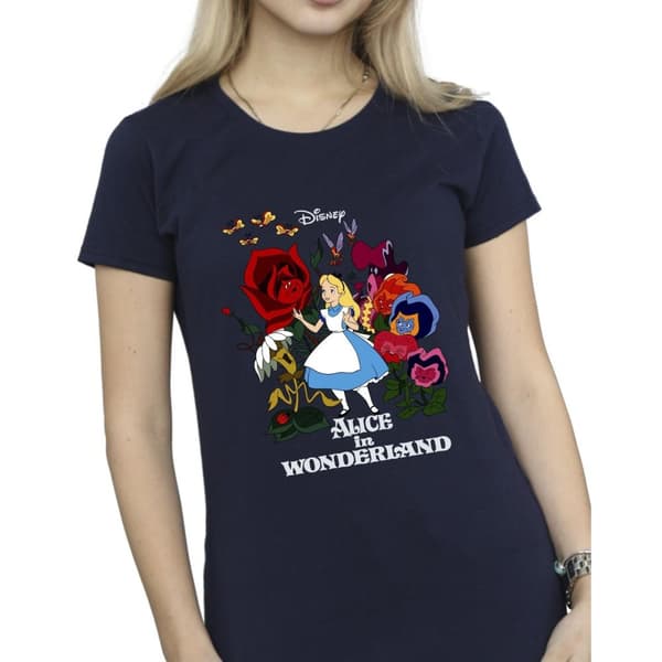 Disney Womens/Ladies Alice In Wonderland Flowers Cotton T-Shirt