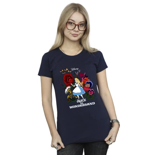 Disney Womens/Ladies Alice In Wonderland Flowers Cotton T-Shirt