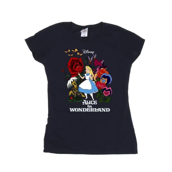Disney Womens/Ladies Alice In Wonderland Flowers Cotton T-Shirt