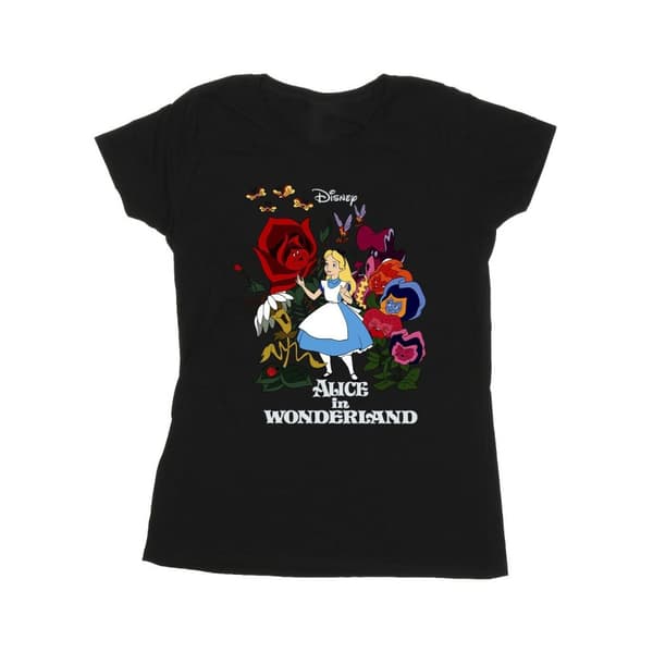 Disney Womens/Ladies Alice In Wonderland Flowers Cotton T-Shirt