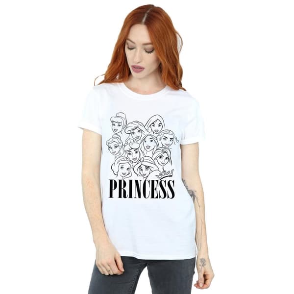 Disney Dam/dam Princess Multi Faces Boyfriend T-shirt i bomull